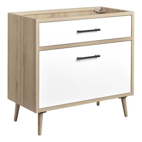 Modway Maverick 36" Wood Bathroom Vanity Cabinet in Oak and White