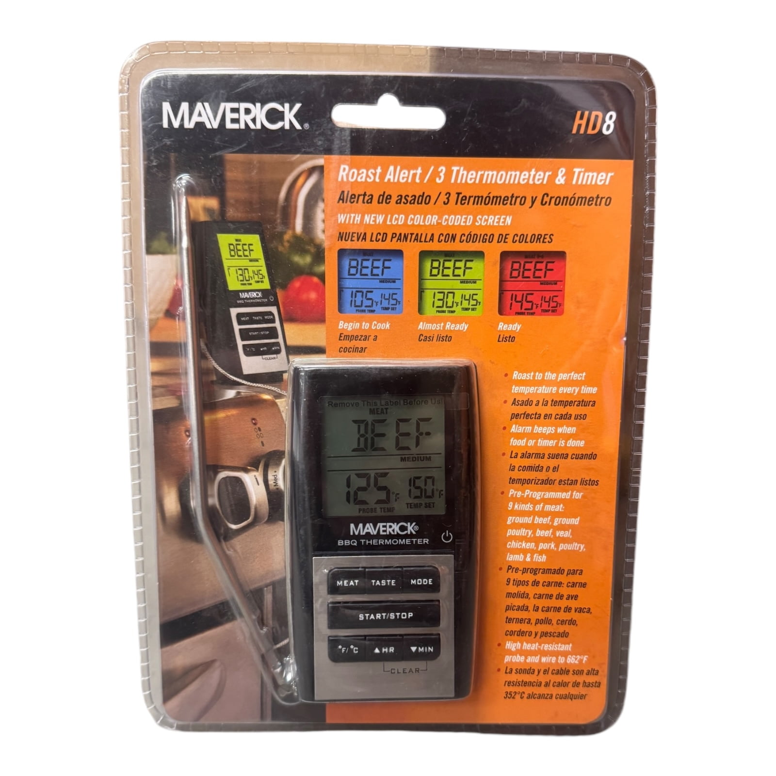 Maverick BBQ Grill Roast Oven Digital Roasting 3 Thermometer & Timer HD8