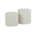 thumbnail image 1 of Maverick Contemporary Nesting Ottoman Set in Cream Faux Leather with Textured Accent by, 1 of 5