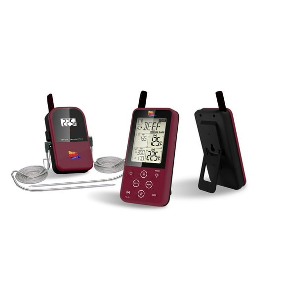 Maverick ET-733 BURGUNDY Long 300 FT Range Wireless Dual Probe BBQ Smoker Meat Thermometer Set