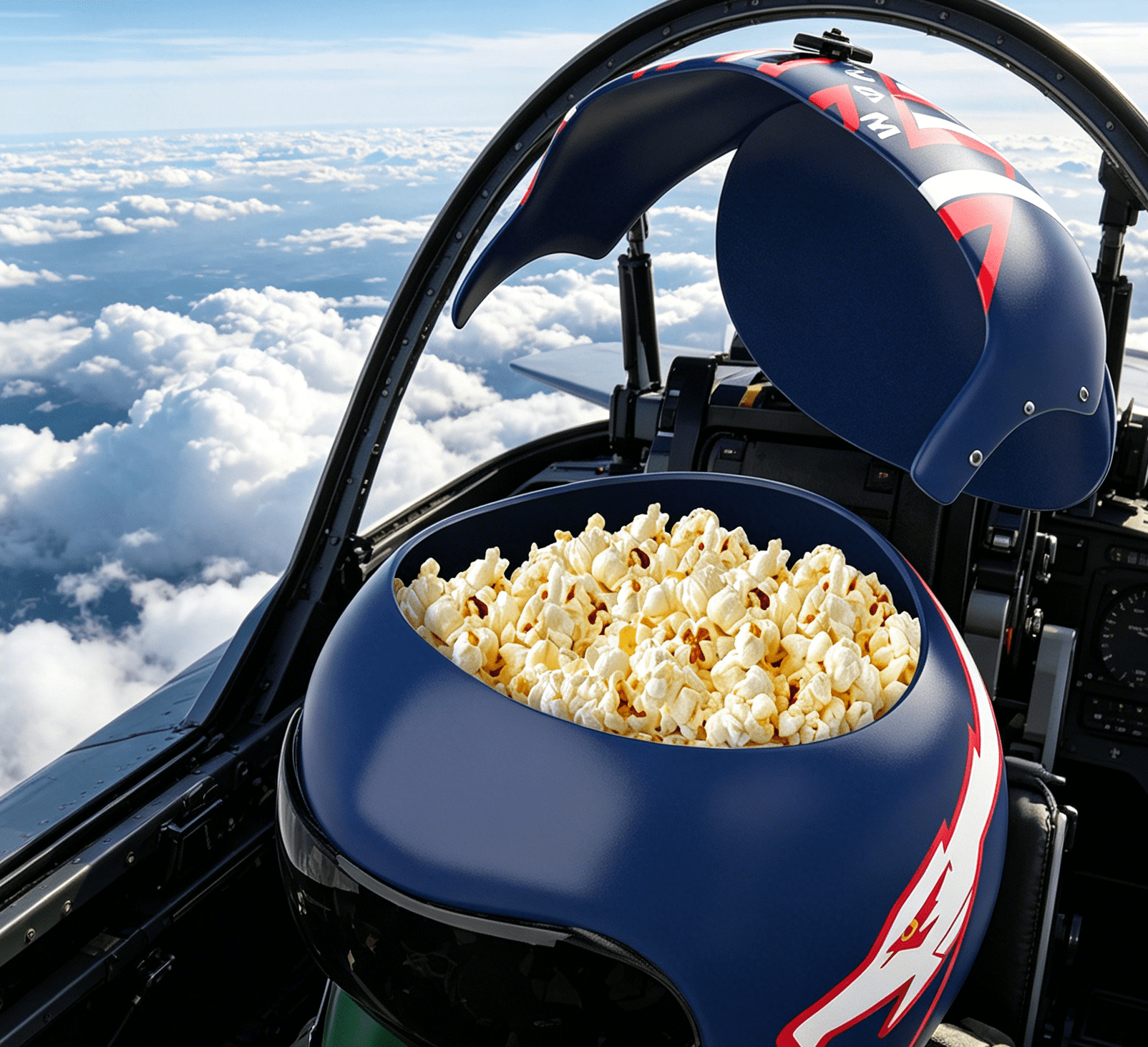 Maverick Helmet Popcorn Bucket, 40th Anniversary Commemorative Snack Container, Maverick Popcorn Buckets Authentic Pilot Design for Movie Theater Use Party Decor and Film Lovers