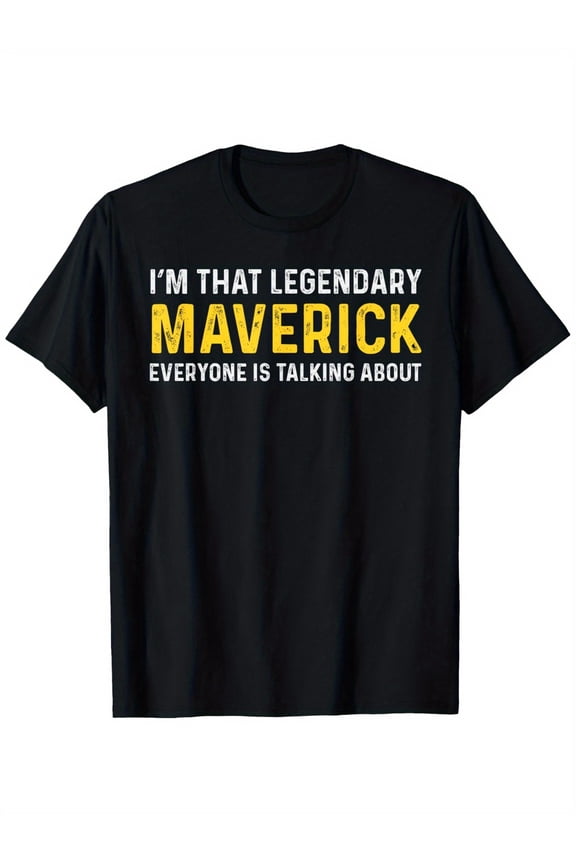 Maverick Personal Name Idea Men First Name Funny Maverick T-Shirt, 100% Cotton, Gift for Men Women Dad Mom Friends, S-XXXL, Black