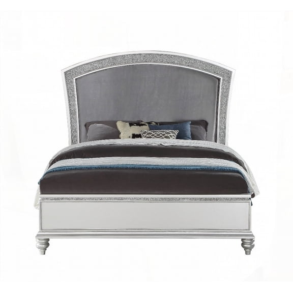 Maverick Platinum Fabric CAL. Bed, Sparkling Rhinestone Decoration | High Quality Material