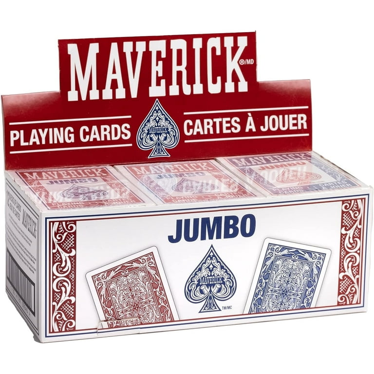 MAVERICK Jumbo Index Playing Cards, 12 Deck Pack, Red and Blue