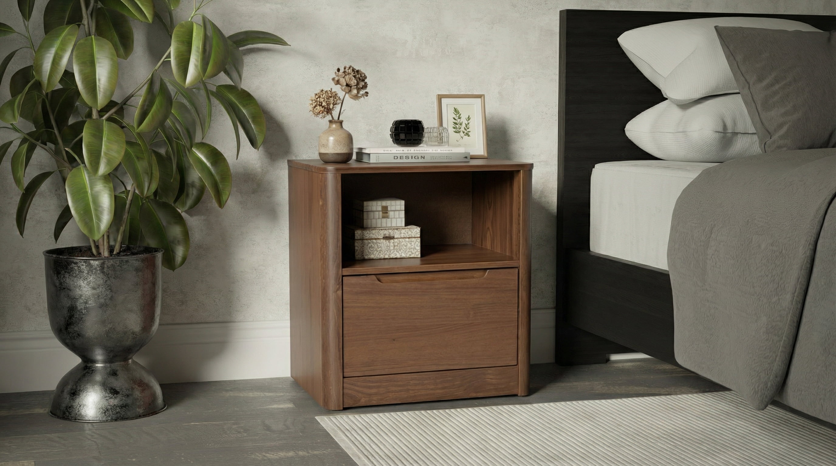 Kirsty Solid Wood 1 Drawer Nightstand Brown - for Adults and Teens