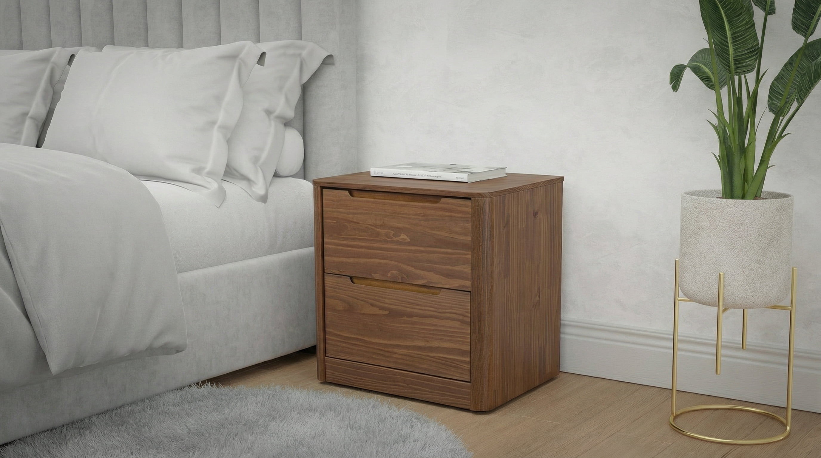 Kirsty Solid Wood 2 Drawer Nightstand Brown - for Adults and Teens