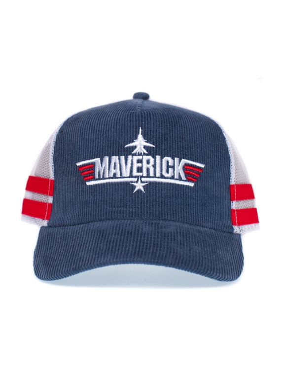Maverick Top Navy Gun Embroidered Hat Corduroy 2 Stripe Cap Adult One Size Unisex Multi color