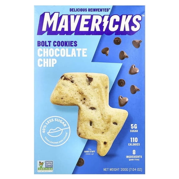 Mavericks, Bolt Cookies, Chocolate Chip, 7.04 oz Pack of 4