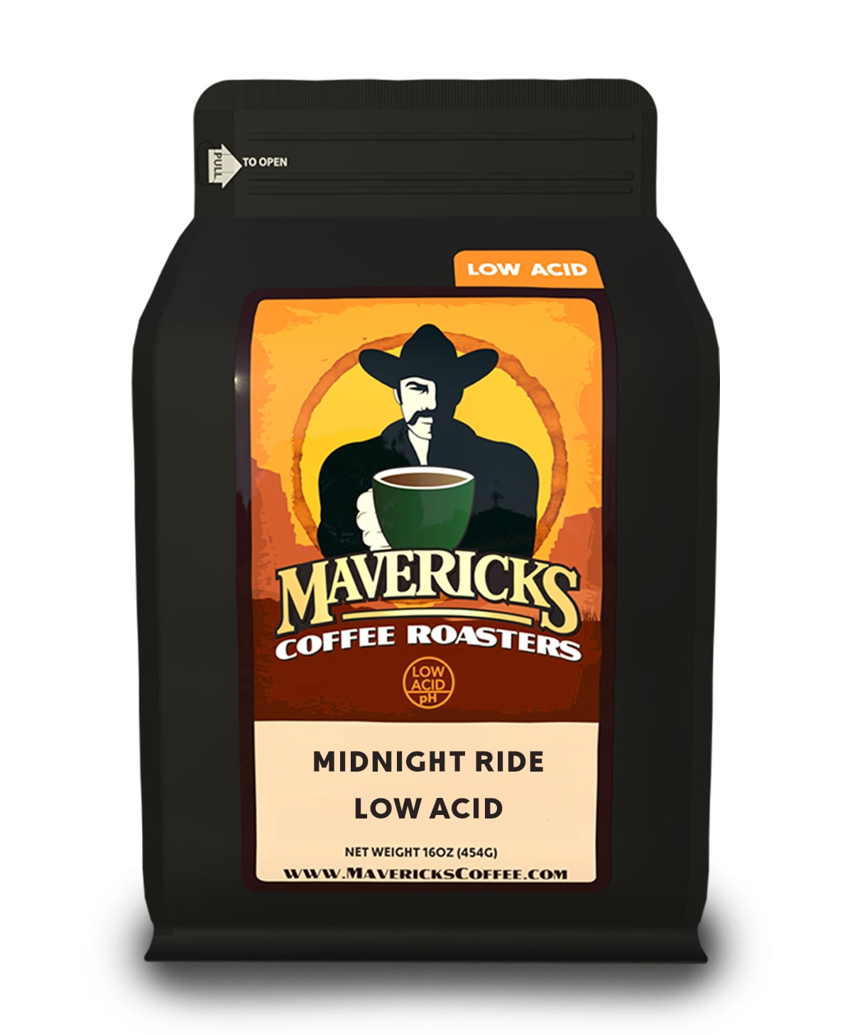 Mavericks Low Acid Coffee Midnight Ride Blend Organic Ingredients