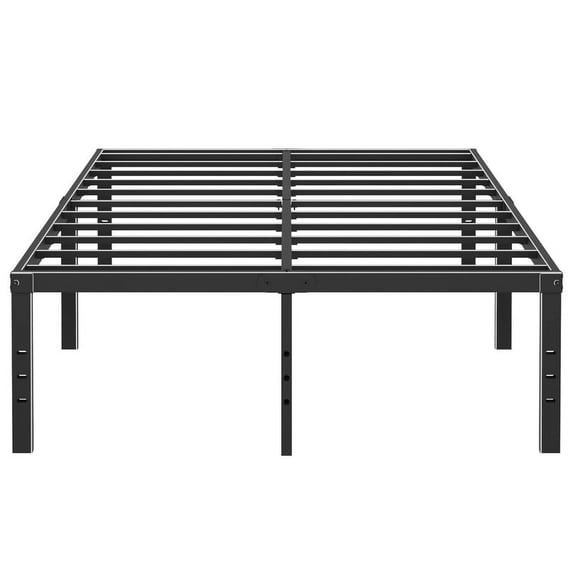Caplisave Heavy Duty Queen Metal Bed Frame, 18" Platform No Box Spring Needed, Noise-Free Easy Assembly Black