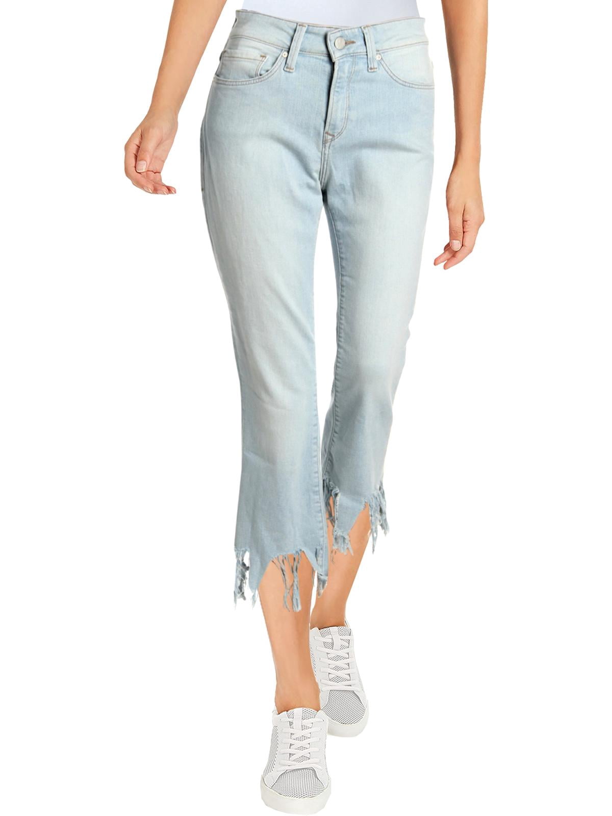 Mavi Women's Anika High Rise Crop Flare Jeans - Light Wash Stretch Denim