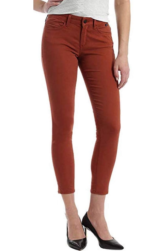 Women's Alexa Burnt Henna Sateen 32/28 Mid Rise Super Skinny Pants