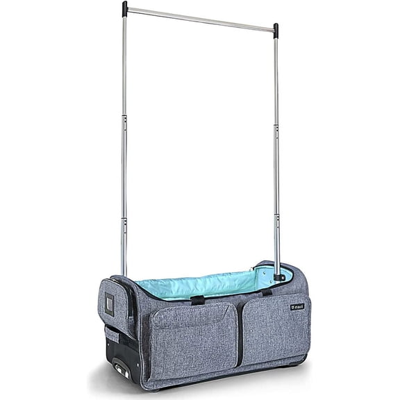 Mavii Dance Bag with Garment Rack, 28 inch Rolling Duffel With, Ideal for Competitions & Travel, Easy-assembly Lightweight Aluminum Clothes Rack, Wheeled Upright Luggage, Heathered Gray