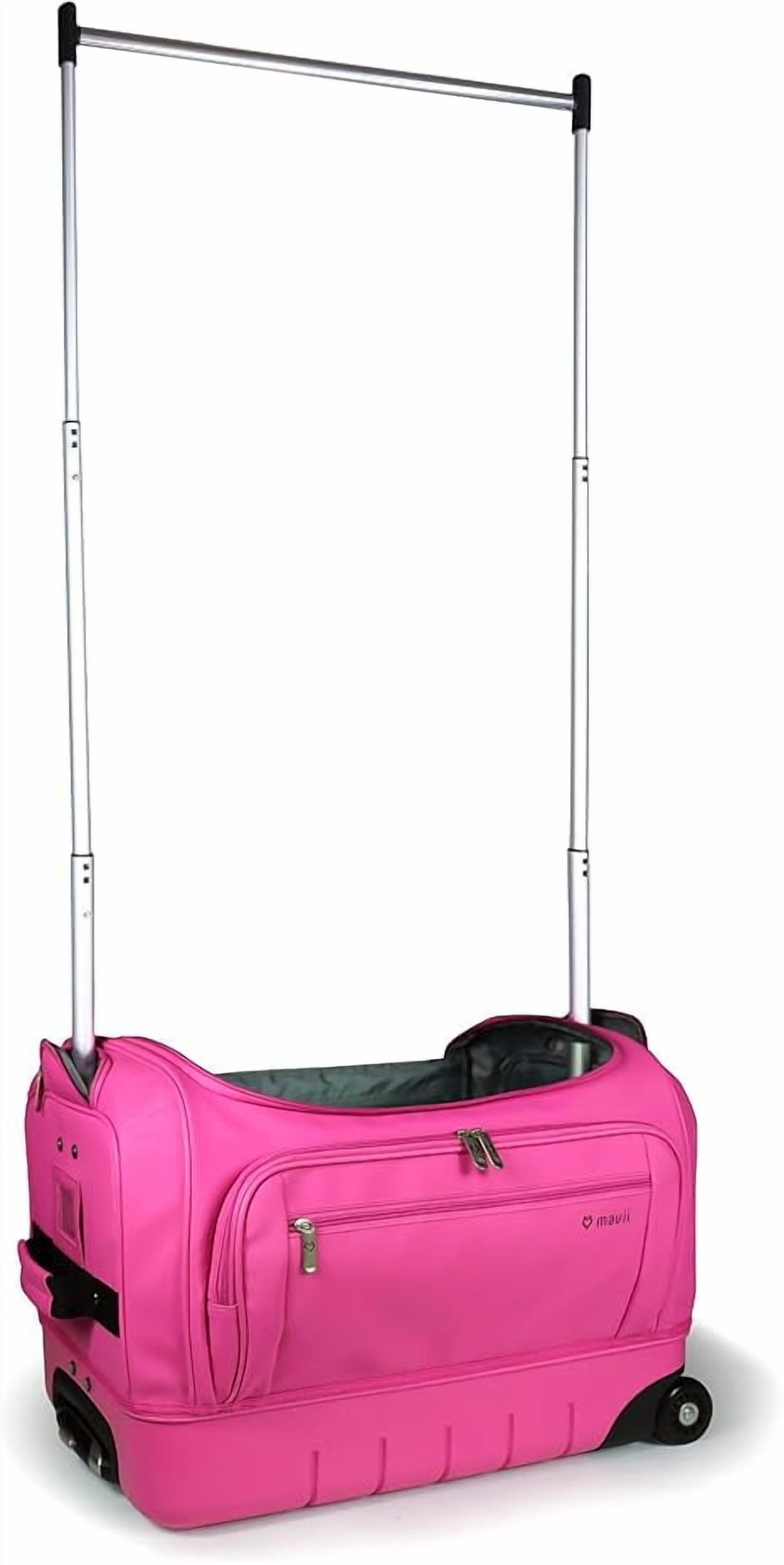 Mavii Dance Bag With Garment Rack, New 22" Hybrid Garment Rack Duffel, Hardside Bottom Collapsible Travel Bag, Hot Pink