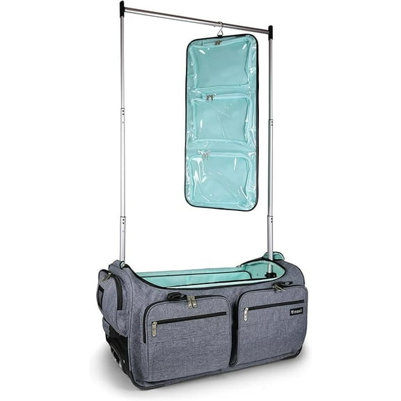 Mavii New Deluxe Dance Bag with Garment Rack - 28" Costume Rack Duffel with Accessory Pocket Panels, Lightweight Aluminum Garment Rack