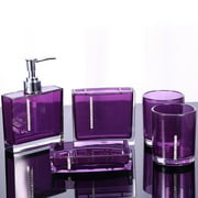 Mavis Laven 5 Piece Solid Print Plastic Bath Accessories Set,
