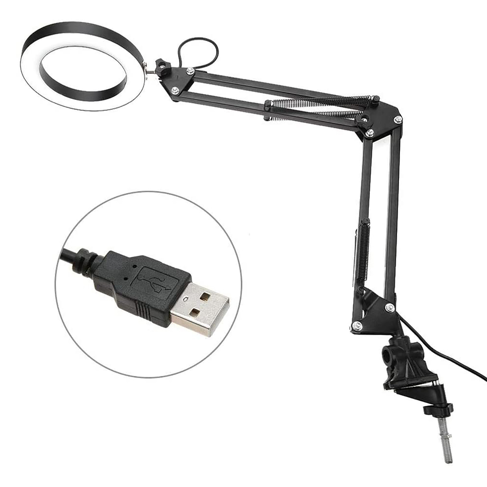 Mavis Laven Foldable Eyecare Table Lamp Flexible Swing Arm Clamp Mount Lamp USB Three Tone Desk Light Black - image 1 of 8