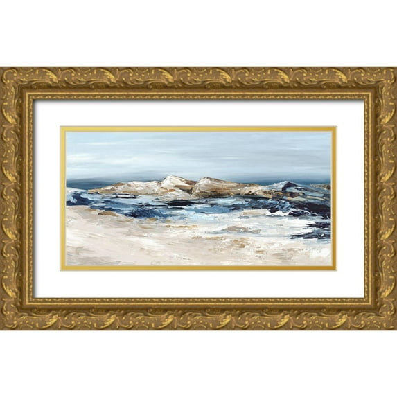 Mavis, Luna 32x18 Gold Ornate Wood Framed with Double Matting Museum Art Print Titled - By The Rocks