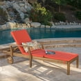 thumbnail image 1 of Mavis Outdoor Chaise Lounge With Cushion, Teak Finish, Orange, 1 of 6