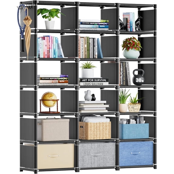 Mavivegue Book Shelf, 18 Cube Storage Organizer, DIY Bookcase, Metal Cube Bookshelf, Cubbies Closet Storage Organizer Shelves for Bedroom,Living Room,Home,Office