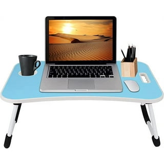 Livhil Portable Laptop Bed Table, Fordable Lap Desk with Cup Slot & Notebook Stand Breakfast Bed Trays for Eating and Laptops Book Holder Lap Desk for