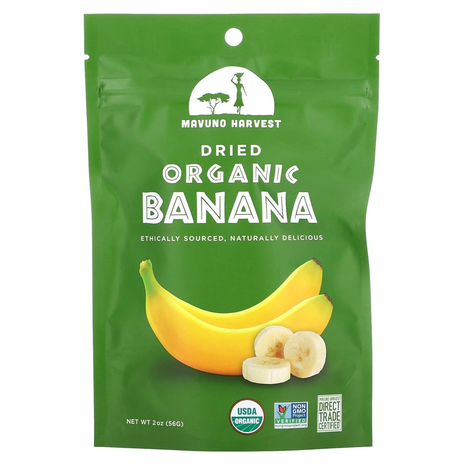 Mavuno Harvest, Organic Dried Banana, 2 oz (56 g) Pack of 2