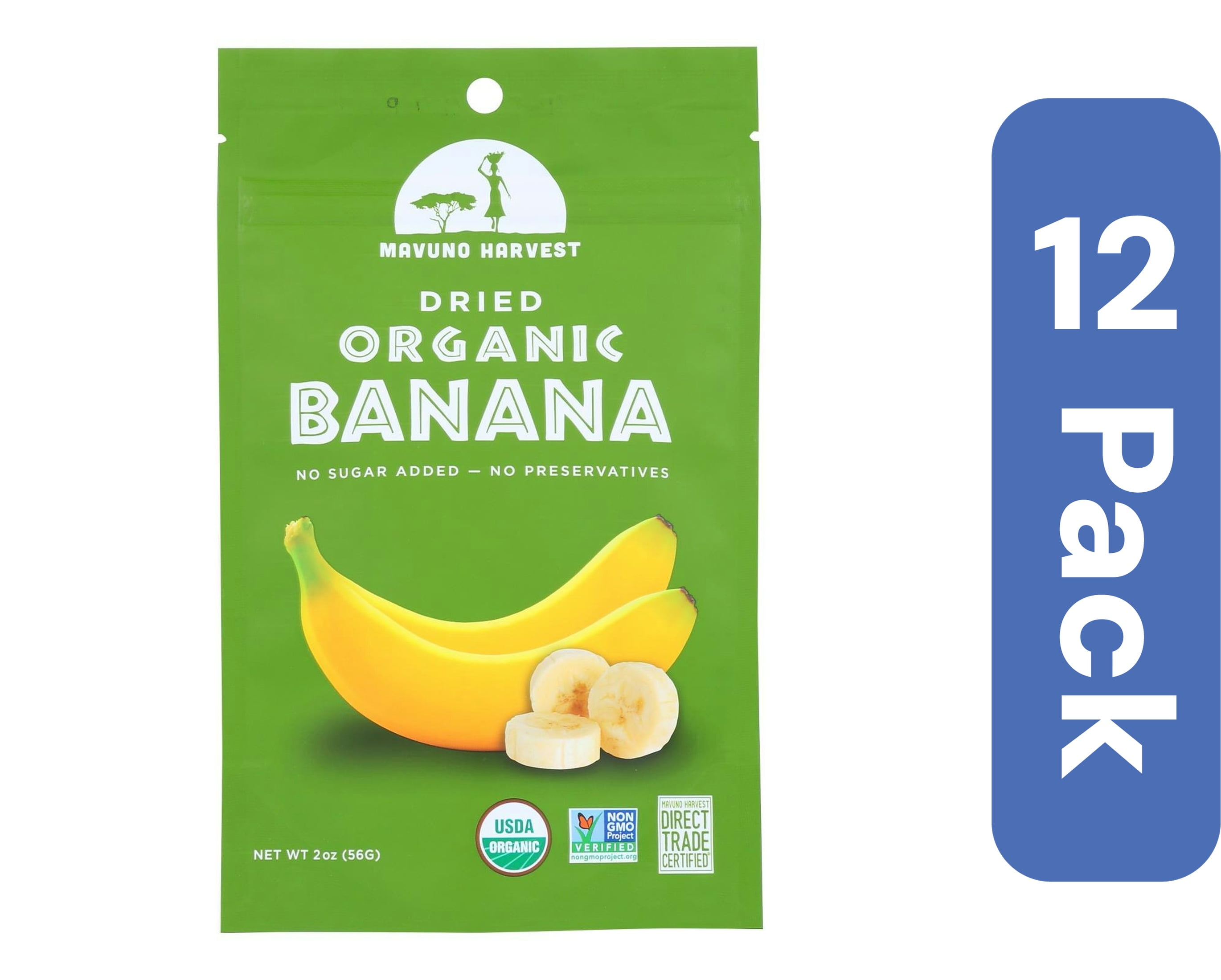 Mavuno Harvest Organic Dried Banana 2 oz (Pack Of 12)