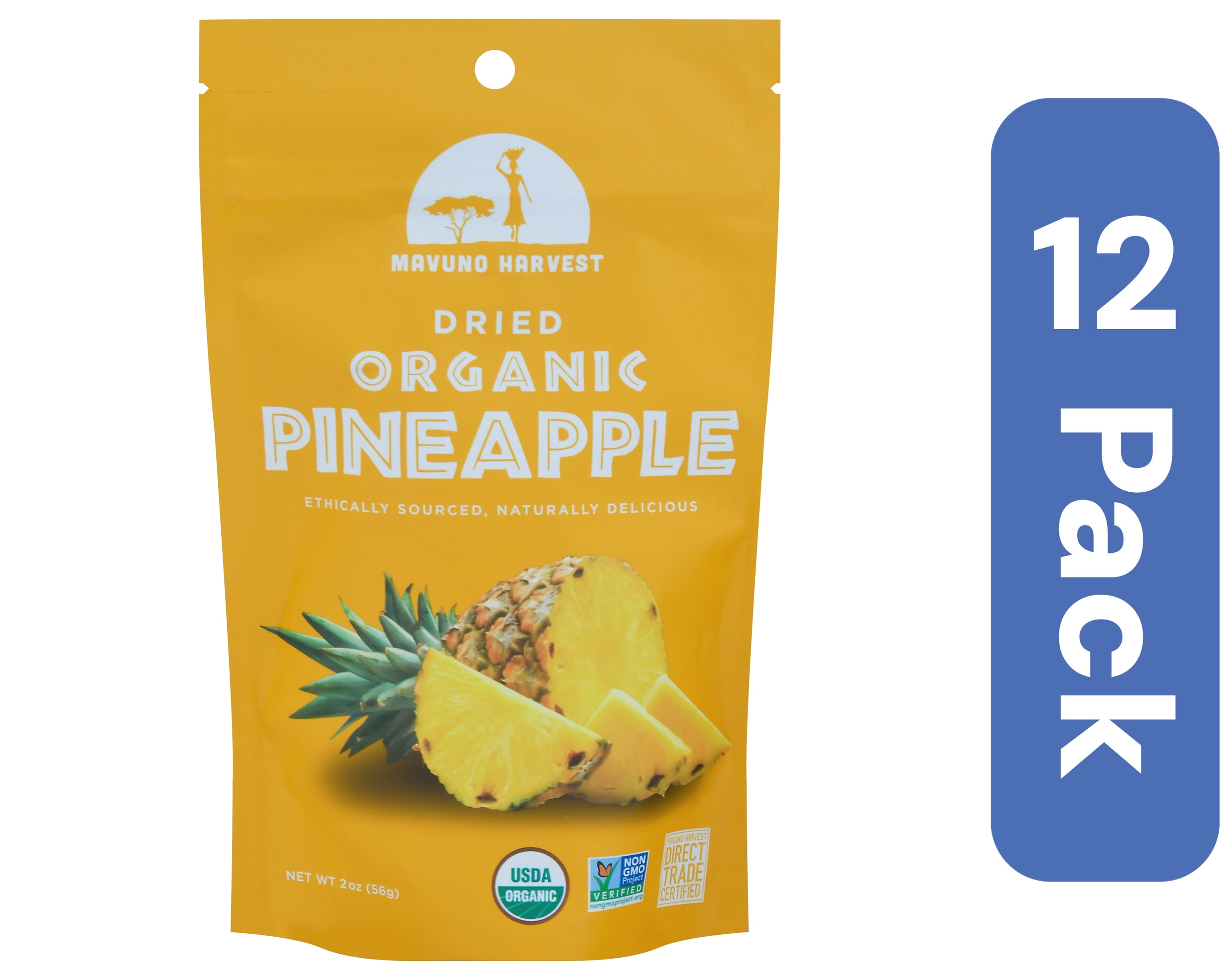 Mavuno Harvest Organic Dried Pineapple 2 oz (Pack Of 12)