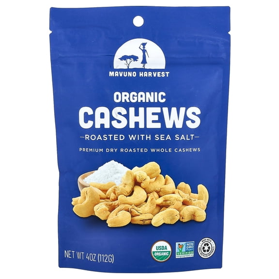Mavuno Harvest Organic Roasted Cashews with Sea Salt, 4 oz