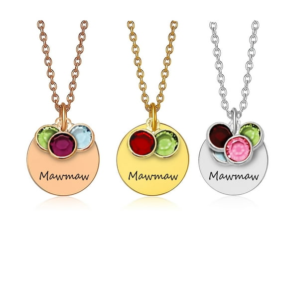 MawMaw Necklace Personalized MawMaw Gifts Mothers Day Necklace from Grandkids With Grandkids Birth Month Birthstones - Custom Grandma Jewelry with Custom Birth Stone Charms - Mother's Day Gifts