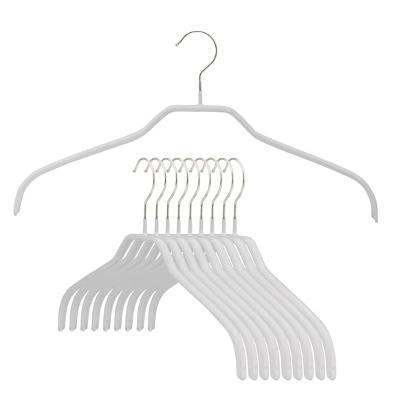 Mawa by Reston Lloyd Silhouette Series Non-Slip Space Saving Clothes Hanger for Shirts and Dresses, Style 41/F, Set of 12, White