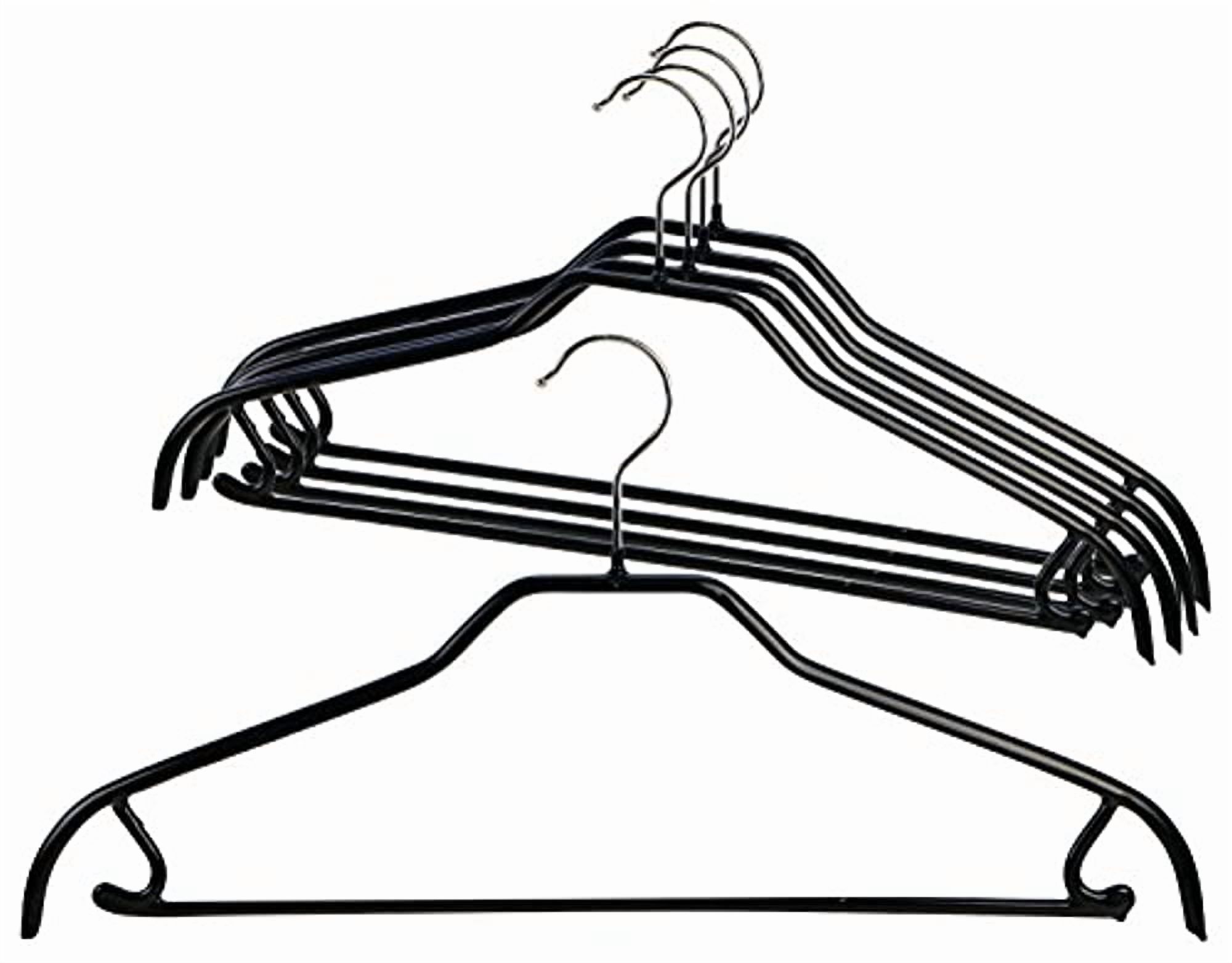 Mawa by Reston Lloyd Silhouette Series Non-Slip Space Saving Hanger with Pant Bar/Skirt Hook, Style 41/FRS, Set of 5, Black