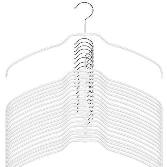 Mawa by Reston Lloyd Ultra Thin Silhouette Series Non-Slip Space Saving Hanger, Style 42/FT, Set of 20, White