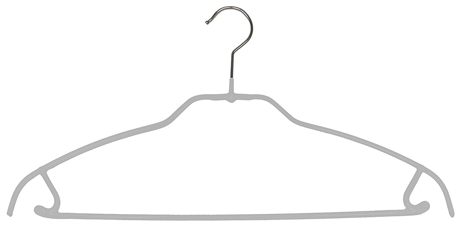 Ultra-Thin Silver Metal Non-Slip Hangers Set of 10