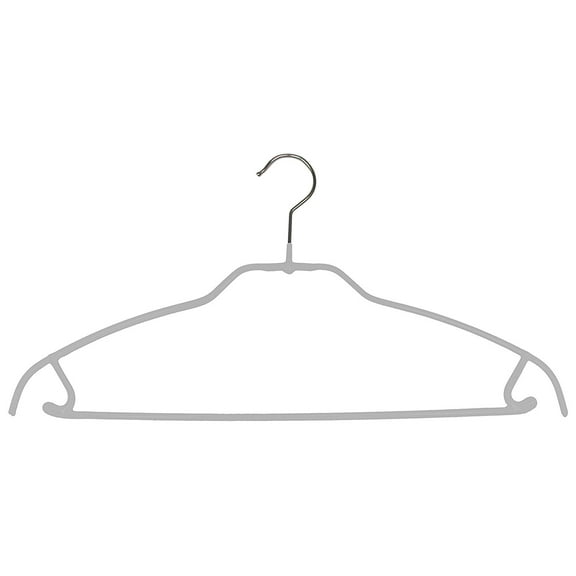 Mawa by Reston Lloyd Ultra Thin Silhouette Series Non-Slip Space Saving Hanger with Pant Bar/Skirt Hook, Style 42/FTU, Set of 10, Silver