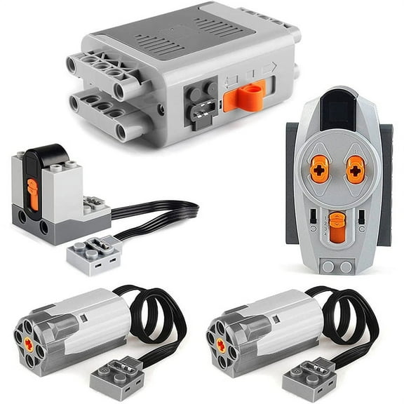 Mawalde 5pcs Power Function Motorized Building Blocks Power Kit 2 Medium Motors,1 Battery Box,1 IR Remote Control,1 Receiver