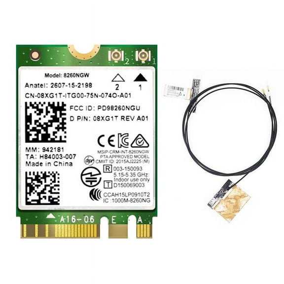 Mawalde 8260 8260NGW WiFi Card+2XAntenna 2.4G/5Ghz 867M Bluetooth 4.2 NGFF M.2 WiFi Wireless Card Module for Intel AC 8260