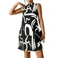 thumbnail image 1 of Mawalde Sleeveless Dress for Women Trendy Mock Neck Mini Dress Geometric Print Graphic Tank Dress Casual Loose Fit Sundress Black S, 1 of 7