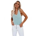thumbnail image 1 of Mawalde Women'S V-Neck Camisole Slim Fit Versatile Solid Color Sleeveless Base Knit Top Green L, 1 of 8