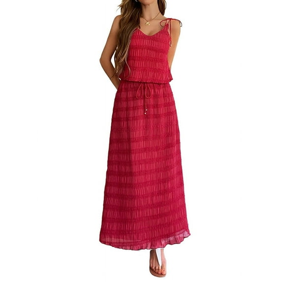 Mawalde Women'S Vacation Casual Style Sling Seaside Long Skirt Going Out Set 2 Piece Outfits Red S