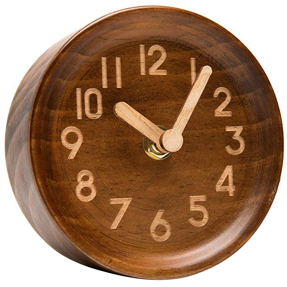 Precise Analog Clock Mawalde Wooden Desk & Table Analog Clock Made Of Genuine Pine(Dark ...