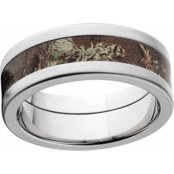 Max 1 Men's Camo Stainless Steel Ring with Cross Brushed Edges and Deluxe Comfort Fit