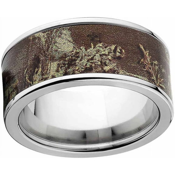 Max 1 Men's Camo Stainless Steel Ring with Polished Edges and Deluxe Comfort Fit