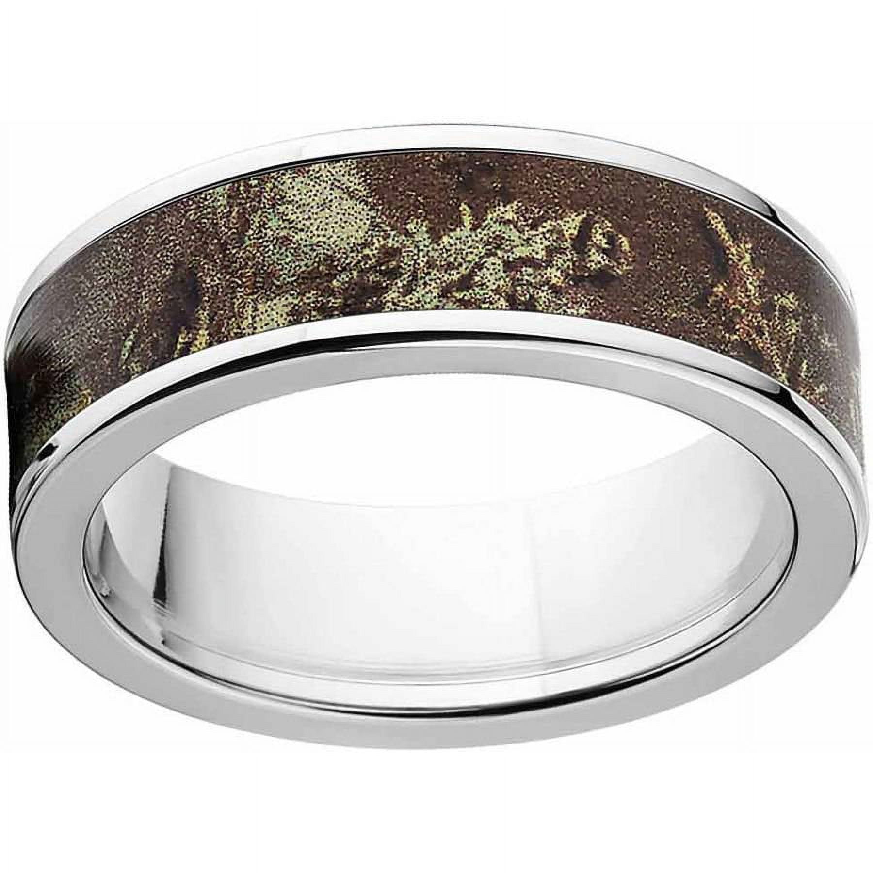 Max 1 Men's Camo Stainless Steel Ring with Polished Edges and Deluxe Comfort Fit
