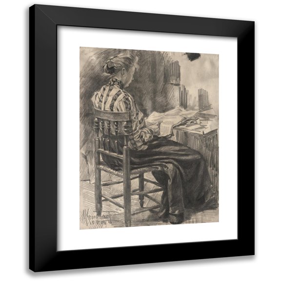 Max 14x18 Black Modern Framed Museum Art Print Titled - Woman Reading (1905)