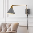 thumbnail image 1 of JONATHAN Y Max 20.5" Swing Arm 1-Light Modern Midcentury Iron USB Charging Port LED Sconce, Grey/Brass Gold, 1 of 9