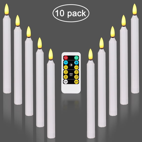 Max 2000hours by 2AA battery 10pack taper candle light H9" (battery not include) flameless flicker candle light with remote control