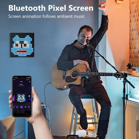 Max 32x32 LED Pixel Display, App-Controlled Programmable Digital Picture Frame for Home Decor Gaming Room Business Advertising Customizable