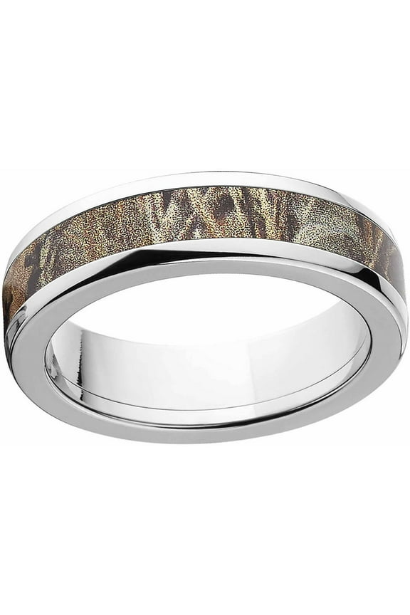 Max 4 Men's Camo 6mm Stainless Steel Wedding Band with Polished Edges and Deluxe Comfort Fit
