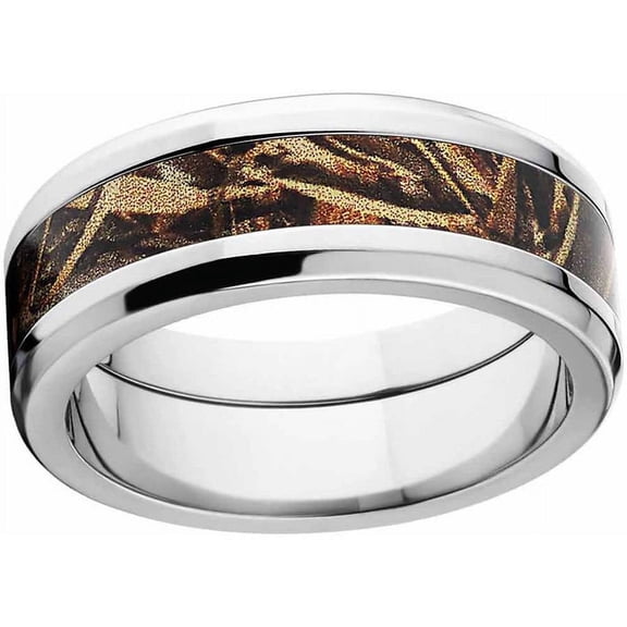 Max 5 Men's Camo Stainless Steel Ring with Polished Edges and Deluxe Comfort Fit